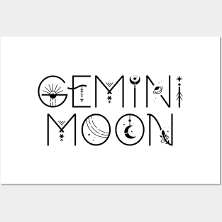 Gemini moon sign celestial typography Posters and Art